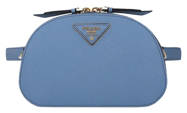 Prada Chain Odette Pouch Blue Leather Shoulder Bag