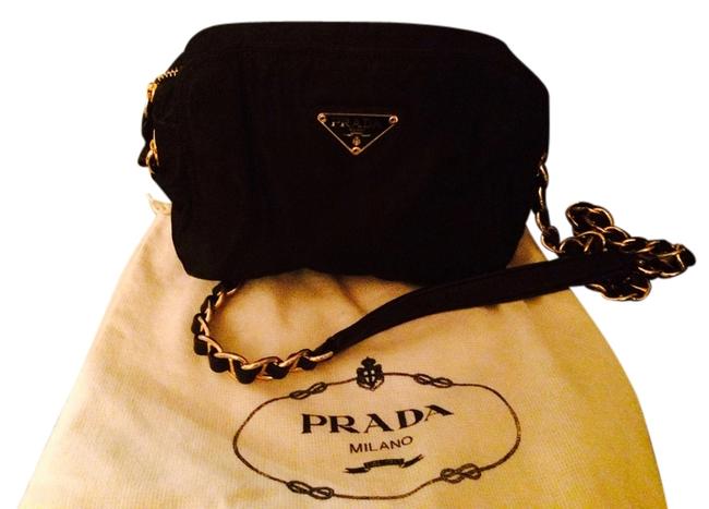 Prada Chain Strap Black Fabric Shoulder Bag