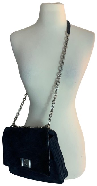 Prada Chain Strap Black Suede Leather Shoulder Bag
