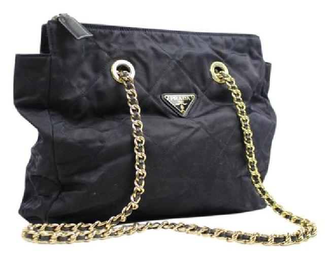 Prada Chain Tote Prty08 Navy Shoulder Bag