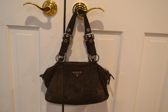 Prada Chocolate Brown Suede Shoulder Bag