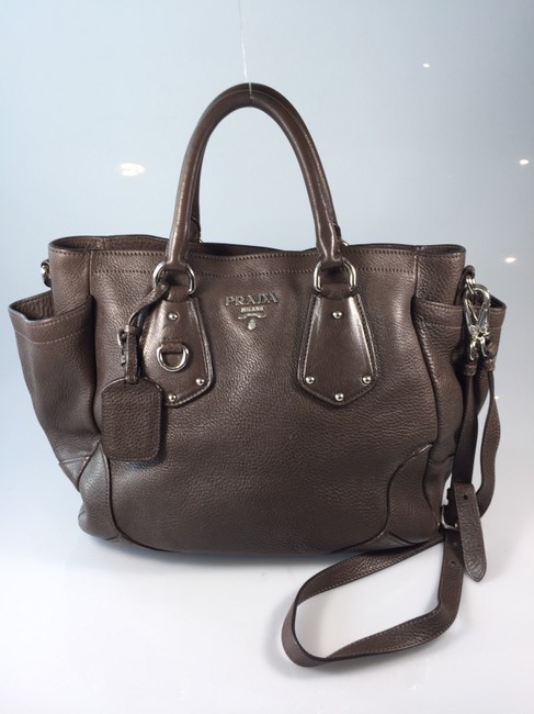 Prada Chocolate Brown Textured Leather Shoulder Bag