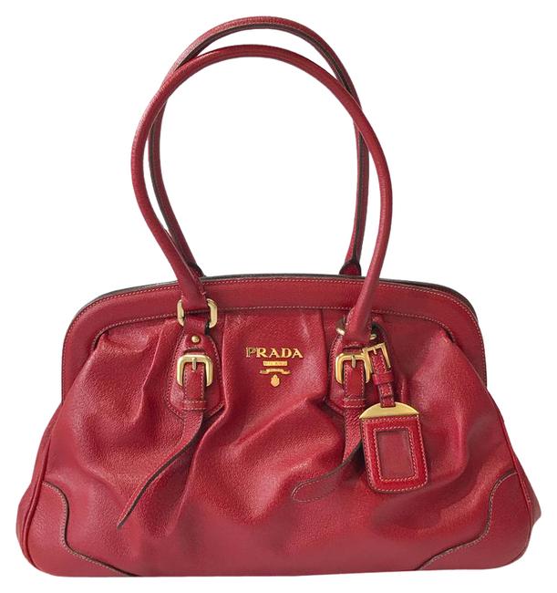 Prada Cinghiale Frame Red Leather Shoulder Bag