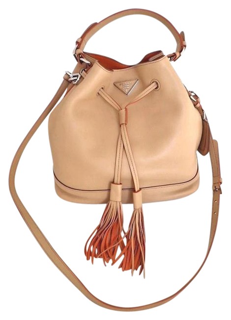 Prada Bucket Crossbody City Calf Tan Br5069 Noisette Leather Shoulder Bag