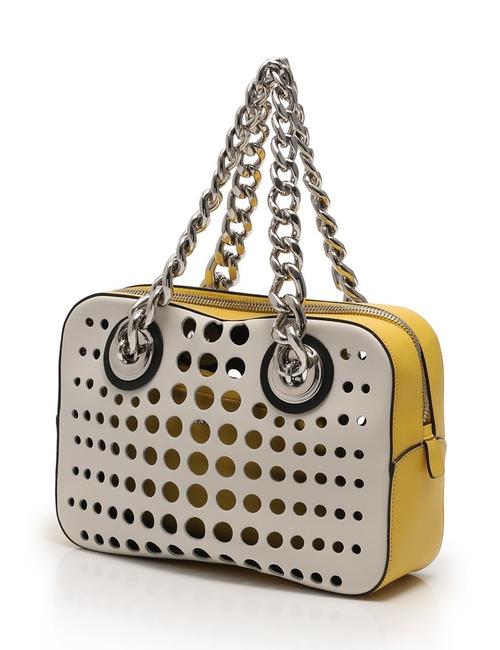 Prada City Fori WhiteYellow Leather Shoulder Bag