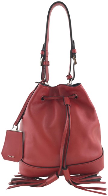 Prada City Red Calfskin Leather Shoulder Bag