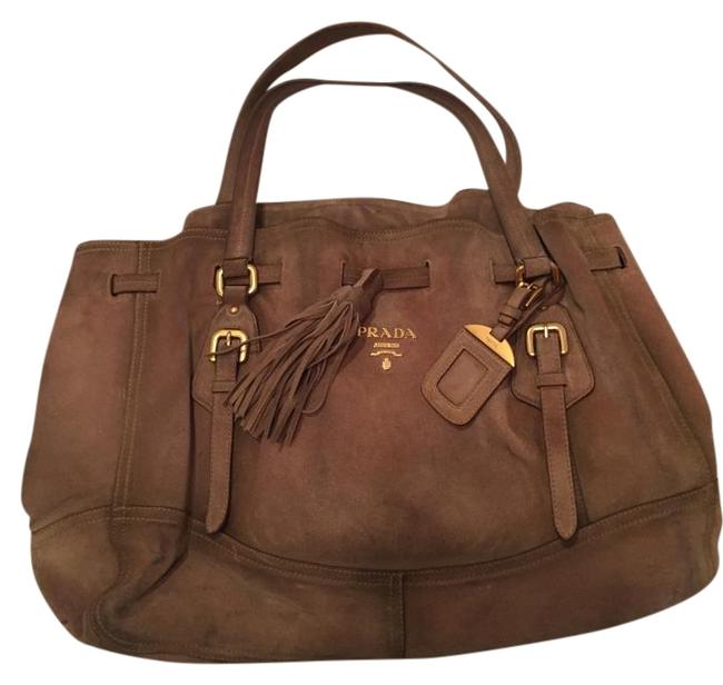 Prada Classic Beige Suede Shoulder Bag