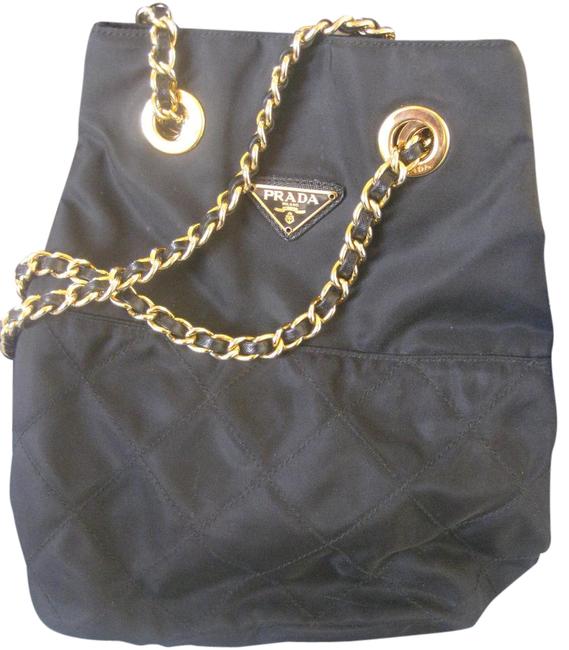 Prada Classic Black Canvas Shoulder Bag