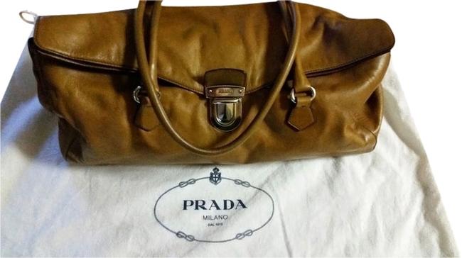 Prada Classic Cognac  Brown Leather Shoulder Bag