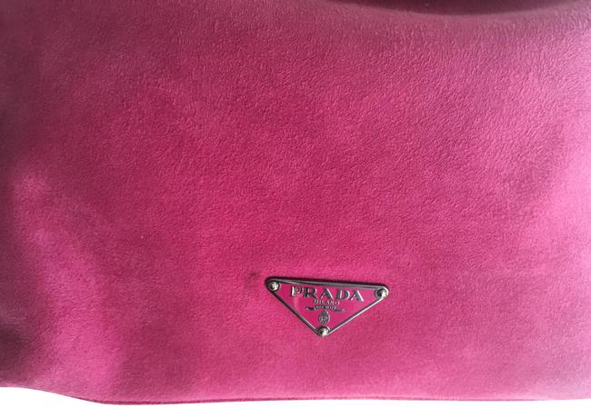 Prada Classic Fuschia Pink Suede Shoulder Bag