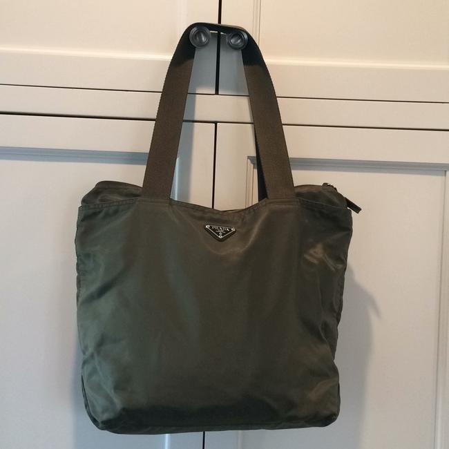 Prada Classic Khaki Nylon Shoulder Bag