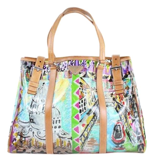 Prada Venice Clear Beach Tote 99pt27 Multicolor Vinyl Shoulder Bag