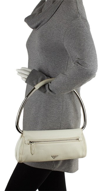 Prada Clutch 52039 White Leather Shoulder Bag
