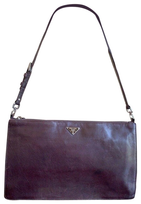 Prada Clutch Milano Small Evening Dark Burgundy Leather Shoulder Bag