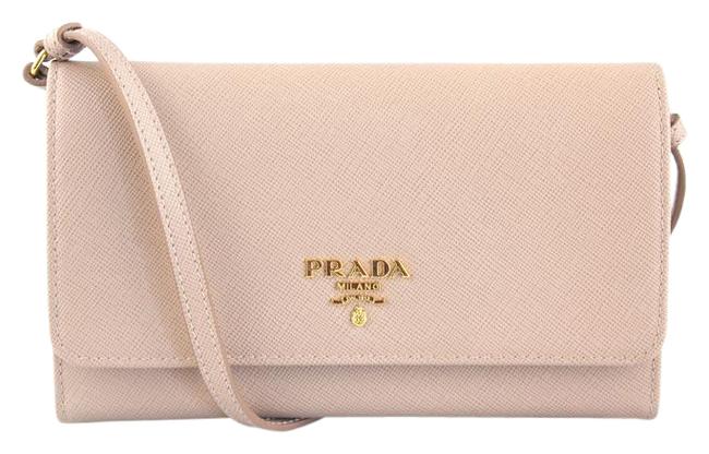Prada Contiental Wallet Cammeo Pink Leather Shoulder Bag