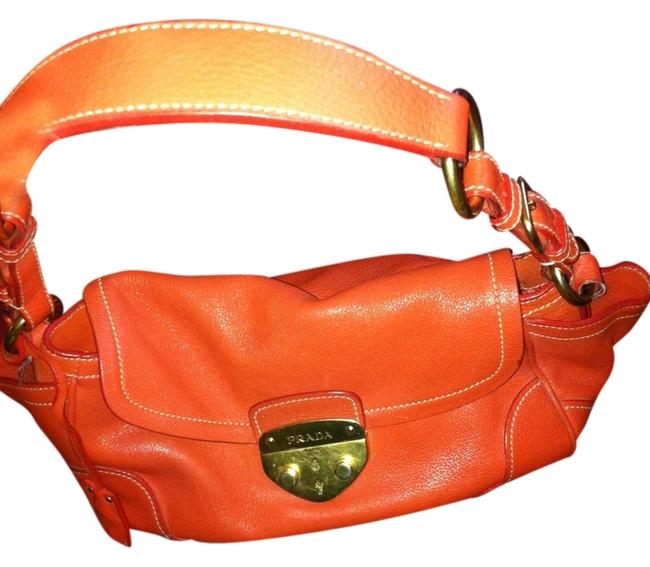 Prada Coral Leather Shoulder Bag