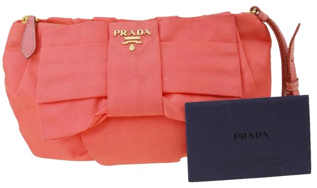 Prada Cosmetic Pouch Logos Hand Nylon 07ew057 Orange Leather Shoulder Bag