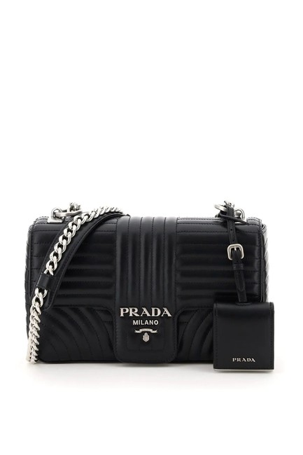 Prada Cr Diagramme Black Leather Shoulder Bag