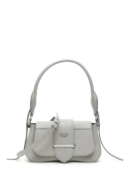 Prada Cr New Sidonie Gray Leather Shoulder Bag