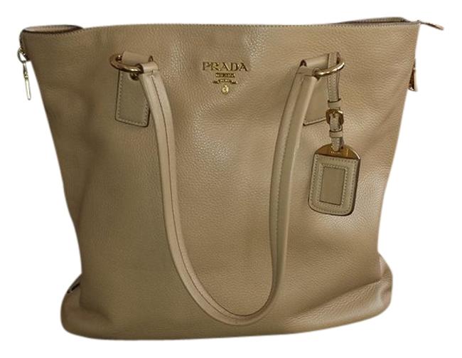 Prada Cream Leather Shoulder Bag