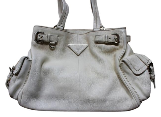 Prada CreamOff white Leather Shoulder Bag