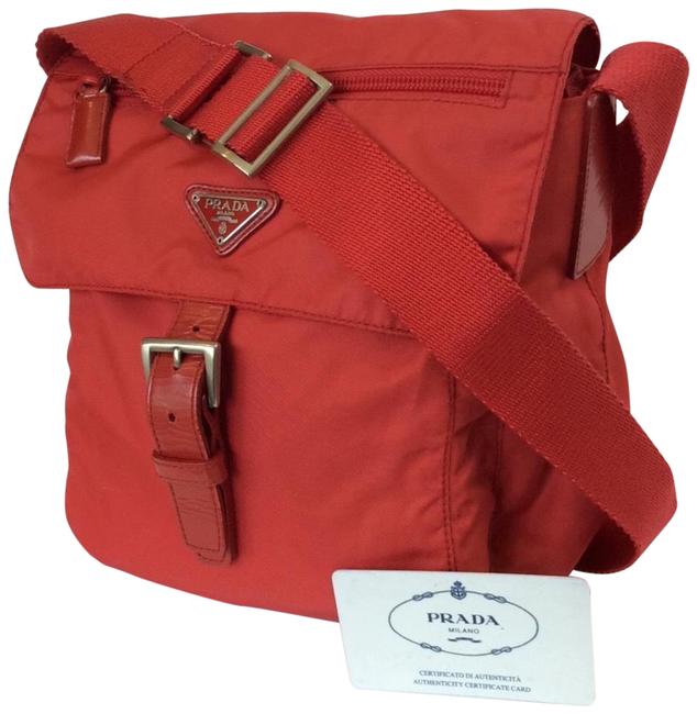 Prada Cross Body Red Nylon Shoulder Bag