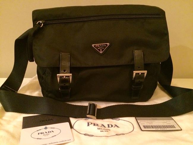 Prada Crossbody  Black Nylon with Leather Trim Shoulder Bag