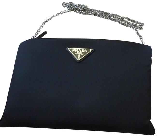 Prada Crossbody Clutch Medium Padded Logo Black Nylon Shoulder Bag