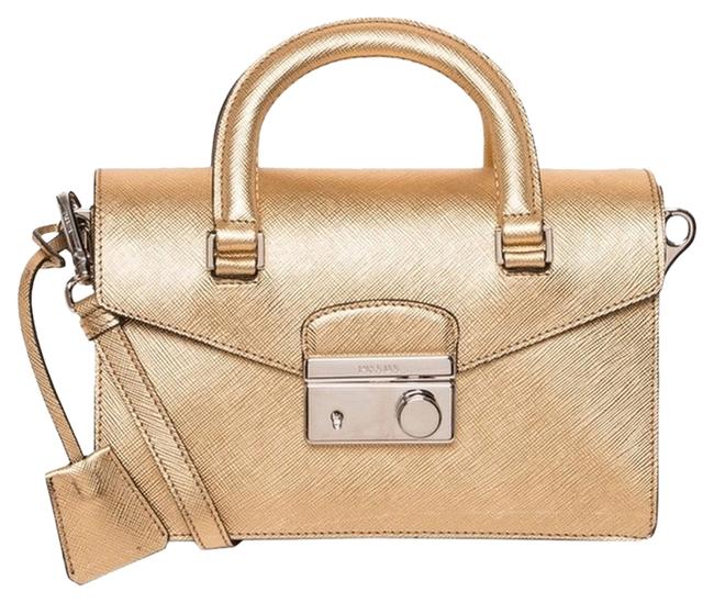 Prada Crossbody Gold Saffiano Leather Shoulder Bag