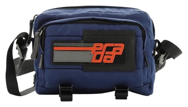 Prada Crossbody Logo Pocket Blue Nylon Shoulder Bag