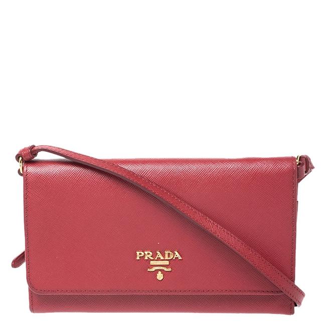 Prada Crossbody Lux Saffiano Mini Flap Red Leather Shoulder Bag