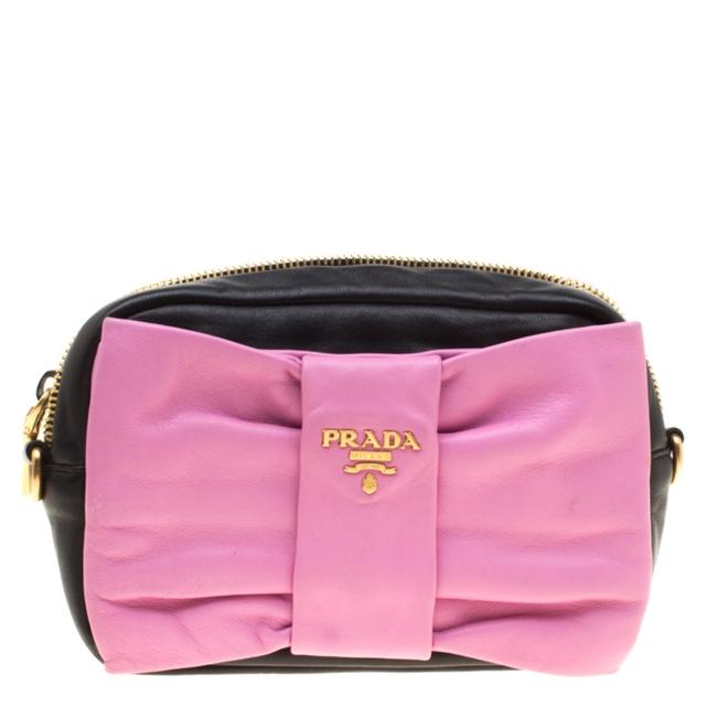 Prada Crossbody Pink and Bow Black Leather Shoulder Bag