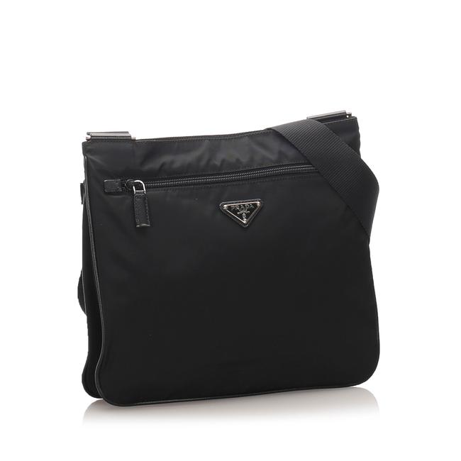Prada Crossbody Tessuto Black Leather Shoulder Bag