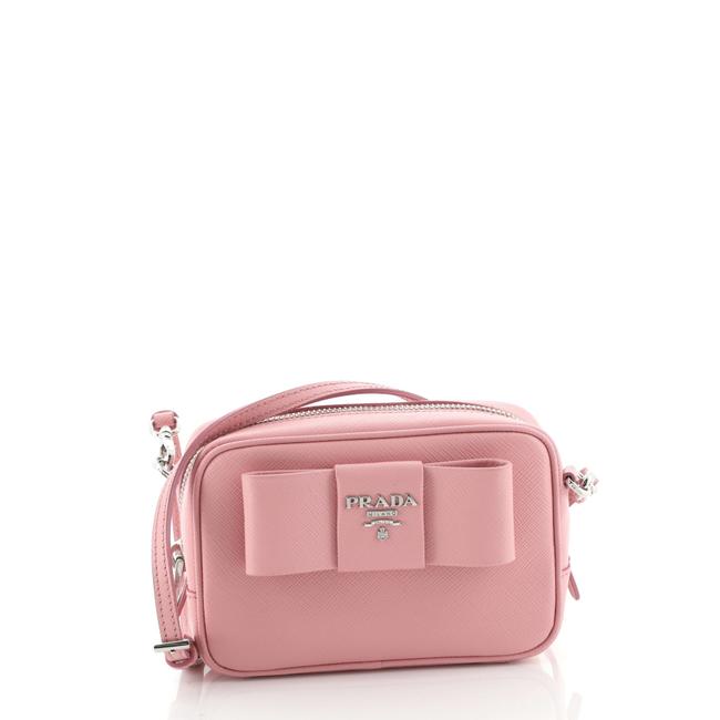 Prada Crossbody Zip Saffiano Mini Pink Leather Shoulder Bag