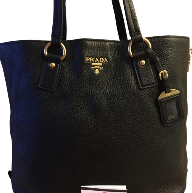Prada Daino Black Leather Shoulder Bag