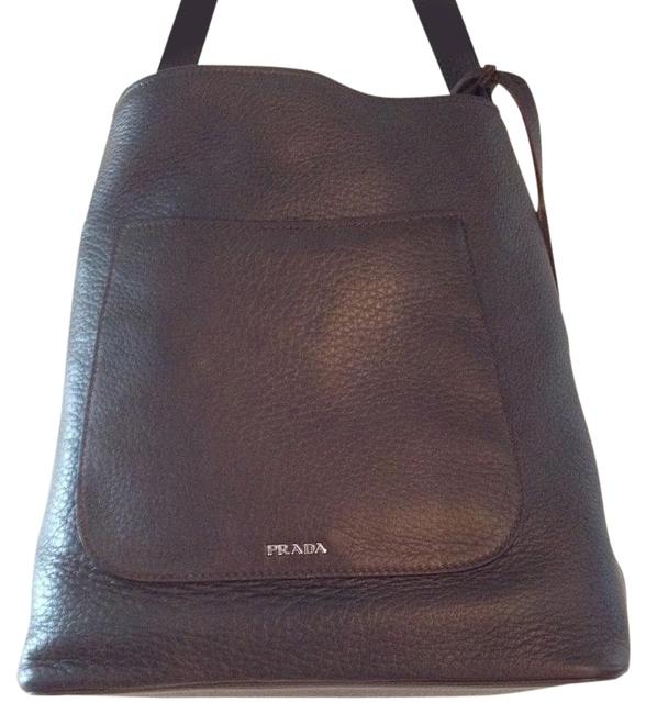 Prada Daino Cervo Cammell Leather Shoulder Bag