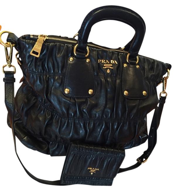 Prada Daino Metro Black Leather Shoulder Bag