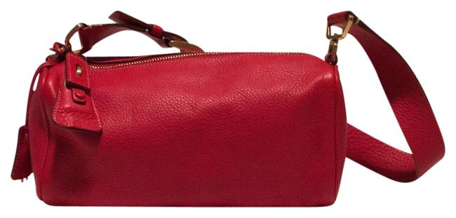 Prada Daino Red Pebbled Italian Leather Shoulder Bag