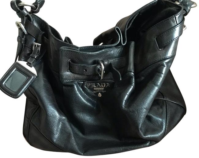 Prada Dark Brown Calfskin Leather Shoulder Bag