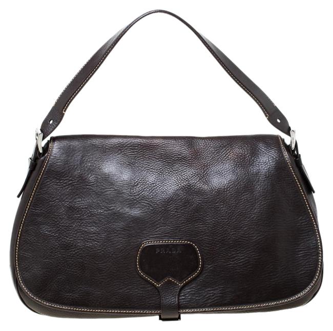 Prada Dark Brown Leather Shoulder Bag