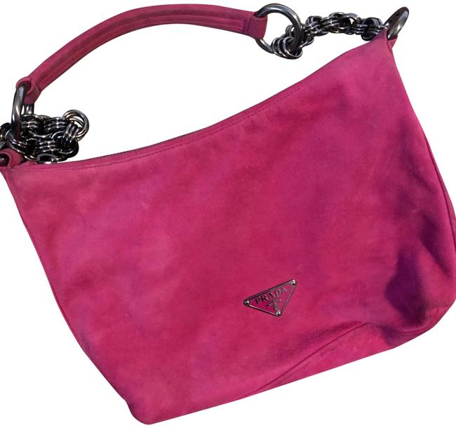 Prada Deep Pink Suede Leather Shoulder Bag