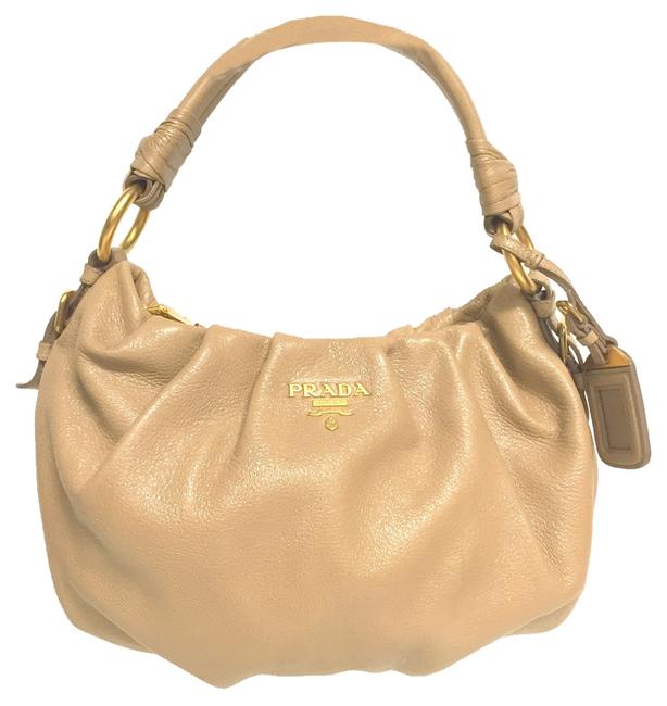 Prada Deer saca Light Tan Leather Shoulder Bag