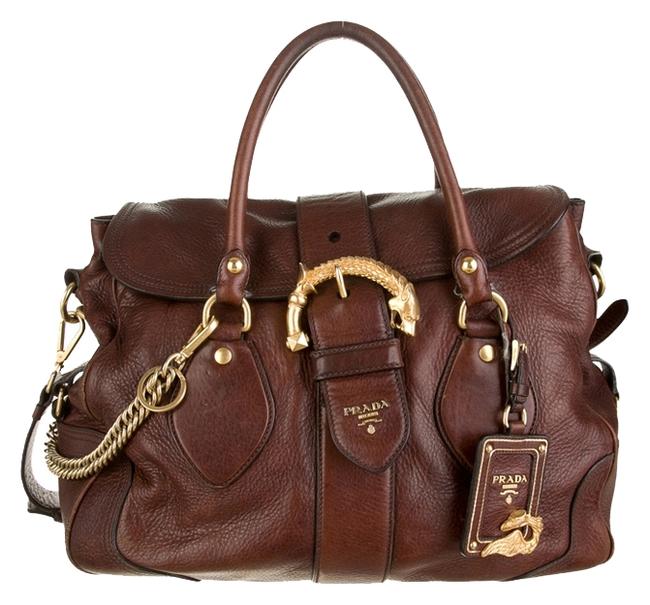 Prada Deerskin Brown Leather Shoulder Bag