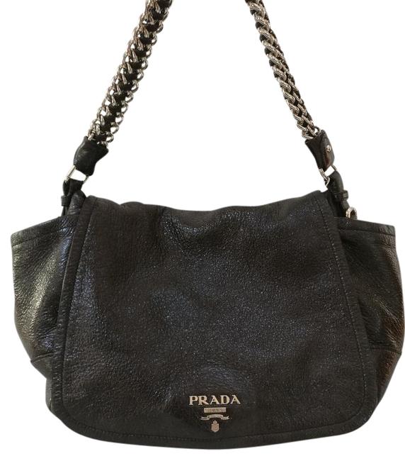 Prada Deerskin Cervo Black Leather Shoulder Bag