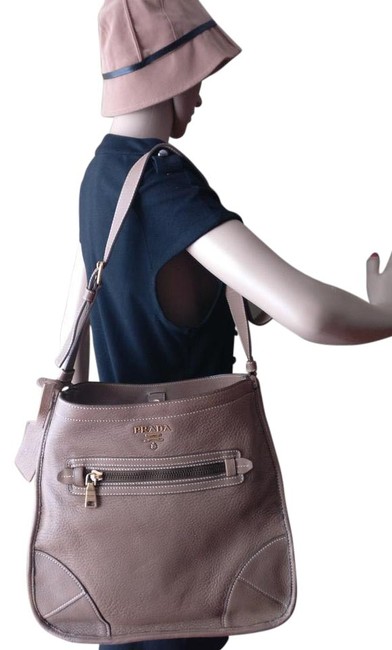 Prada Deerskin Cervo Brown Leather Shoulder Bag