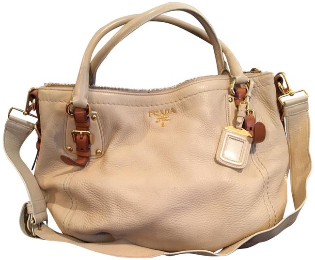 Prada Deerskin Tote Cream Cera Leather Shoulder Bag