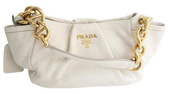 Prada Deerskin WhiteCream Leather Shoulder Bag