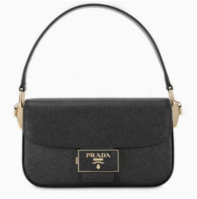 Prada Df Ensemble Black Leather Shoulder Bag