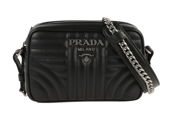 Prada Crossbody Diagramme Black Calfskin Leather Shoulder Bag