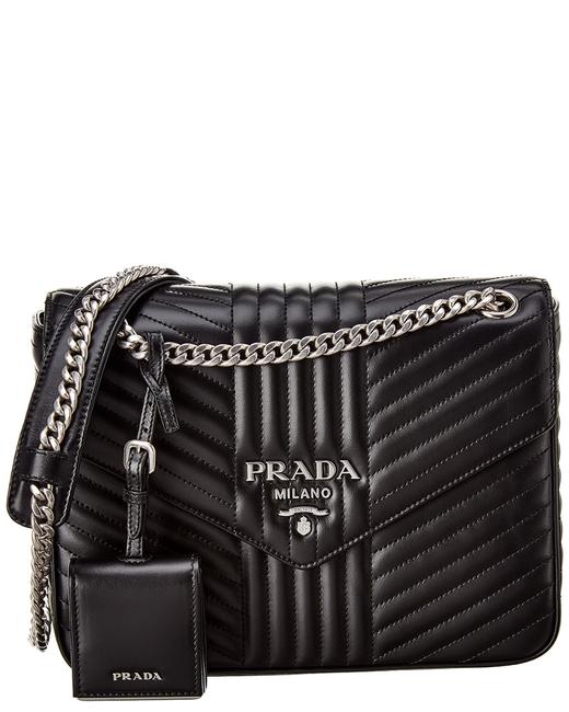 Prada Diagramme Medium Leather White Shoulder Bag